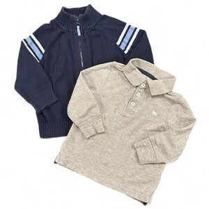 Bundle sz 2T of warm fall / winter long sleeve tops zip up cardigan & henley top